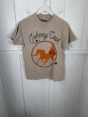 Johnny Cash Cream T-Shirt Men's Medium 100% Cotton